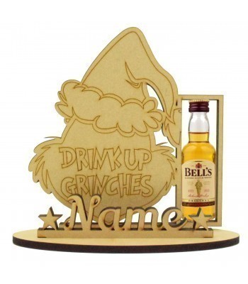 6mm 'Drink Up Grinches' Bell's Whisky Miniature Christmas Holder on a Stand - Stand Options